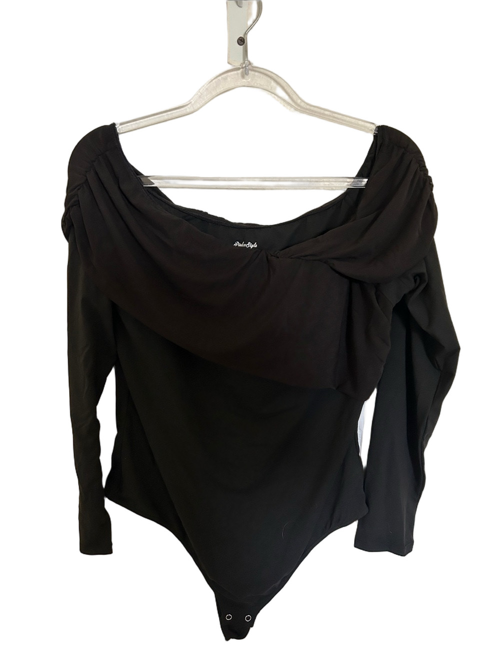 ⏰Pinkm Style Off-Shoulder Black Long-Sleeve Bodysuit size XL NEW